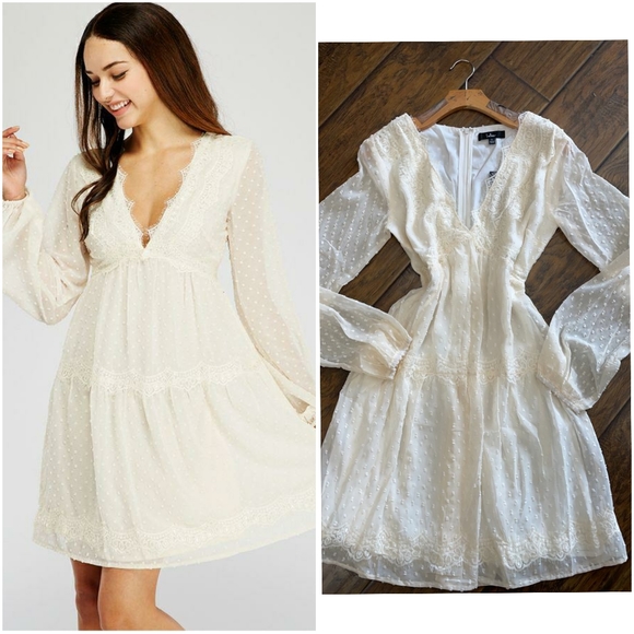 LAST ONE❗Lulu's Wistful Moments Ivory Long Sleeve Dress - Picture 5 of 11